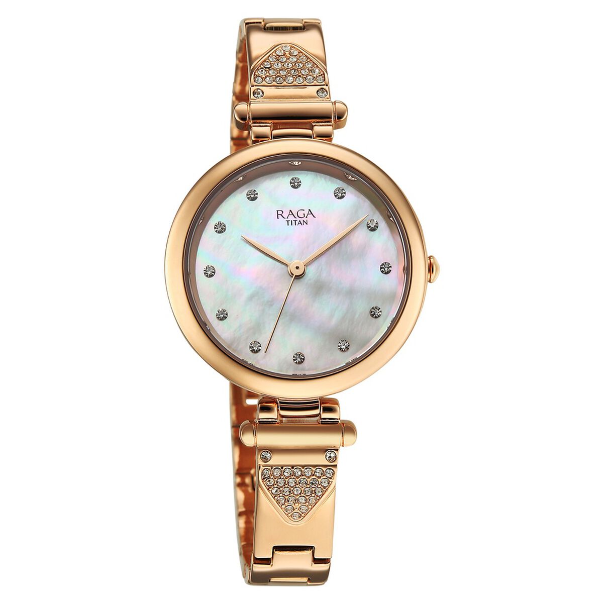 Titan Raga Glimmers Quartz Analog Mother of Pearl Dial Rose Gold Metal Strap Watch For Women 1