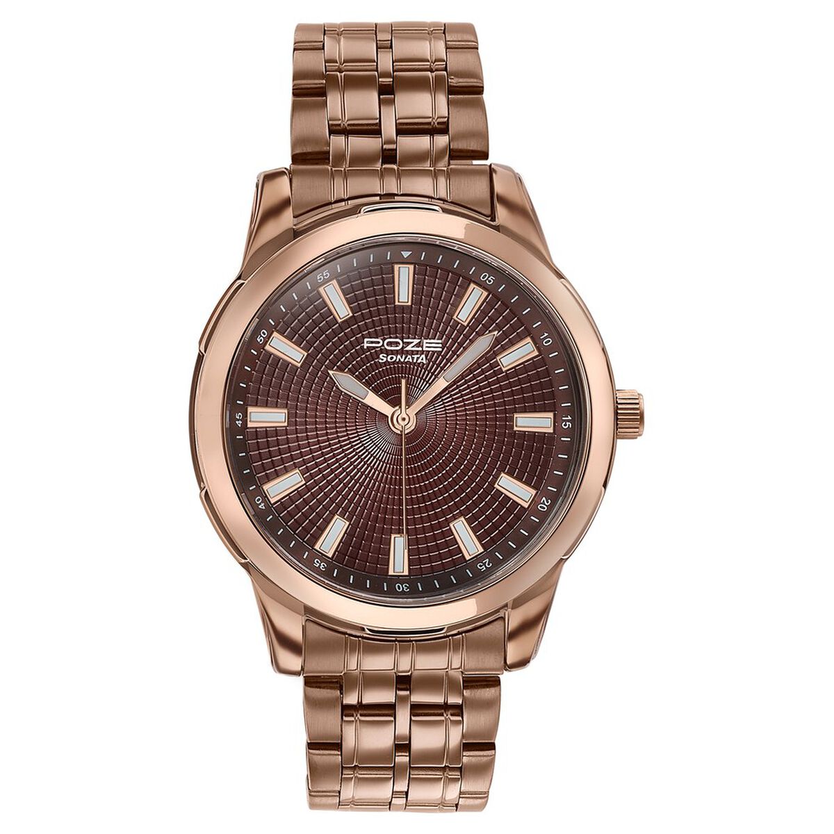 Sonata Poze Quartz Analog Brown Dial Brown Metal Strap Watch For Men 2