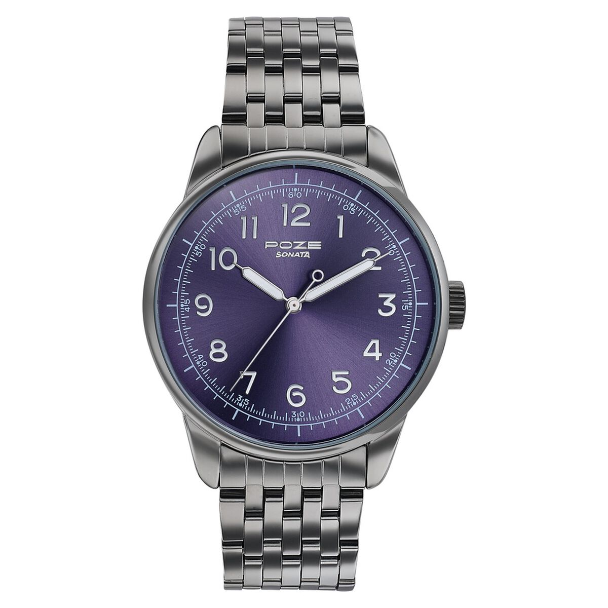 Poze By Sonata Quartz Analog Blue Dial Grey Stainless Steel Strap Watch For Men 2
