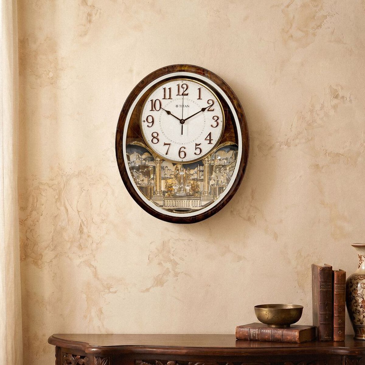 Titan Mantle - Decorative Rotating Pendulum Wall Clock With Chime 1