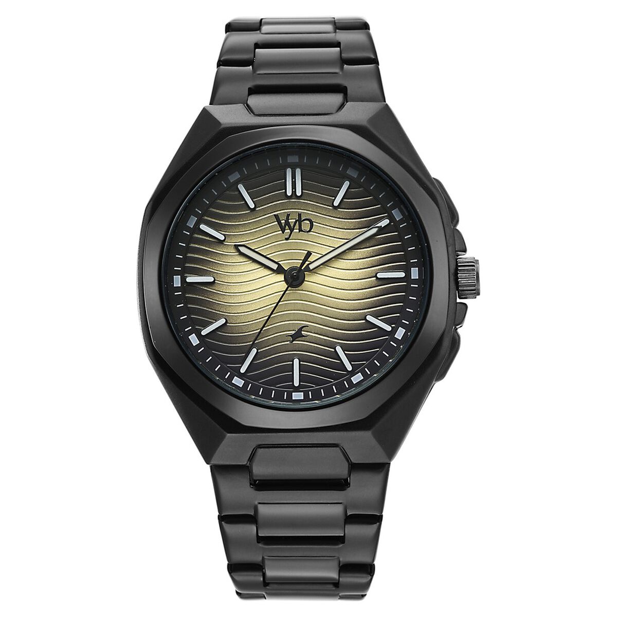 Vyb Quest By Fastrack Quartz Analog Beige Dial Black Stainless Steel Strap Watch For Guys 1