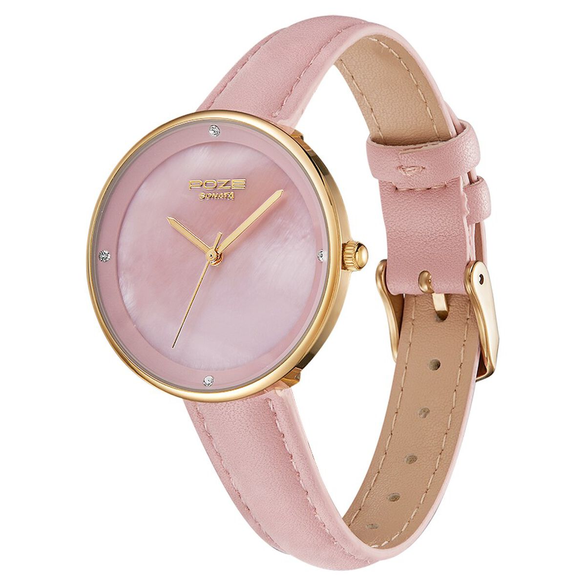 Poze by Sonata Quartz Analog Pink Dial PU Leather Strap Watch for Women 3
