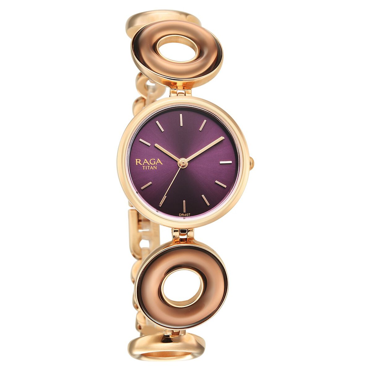 Titan Raga Afterglow Quartz Analog Purple Dial Rose Gold Metal Strap Watch For Women 2
