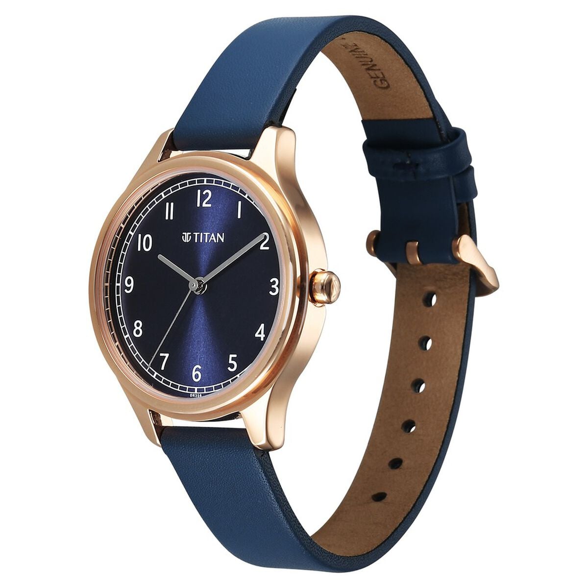 Titan Neo Quartz Analog Blue Dial Blue Leather Strap Watch For Women 3
