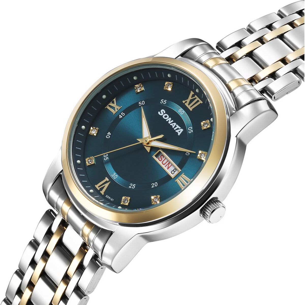 Sonata Wedding Quartz Analog Blue Dial Stainless Steel Strap Watch For Men 2