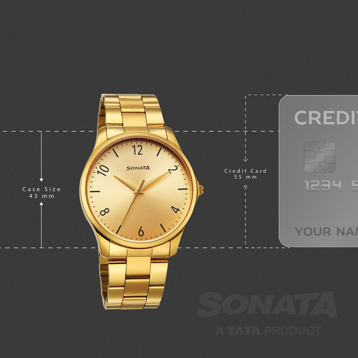 Sonata Traditional Essentials Quartz Analog Champagne Dial Golden Metal Strap Watch For Men 4