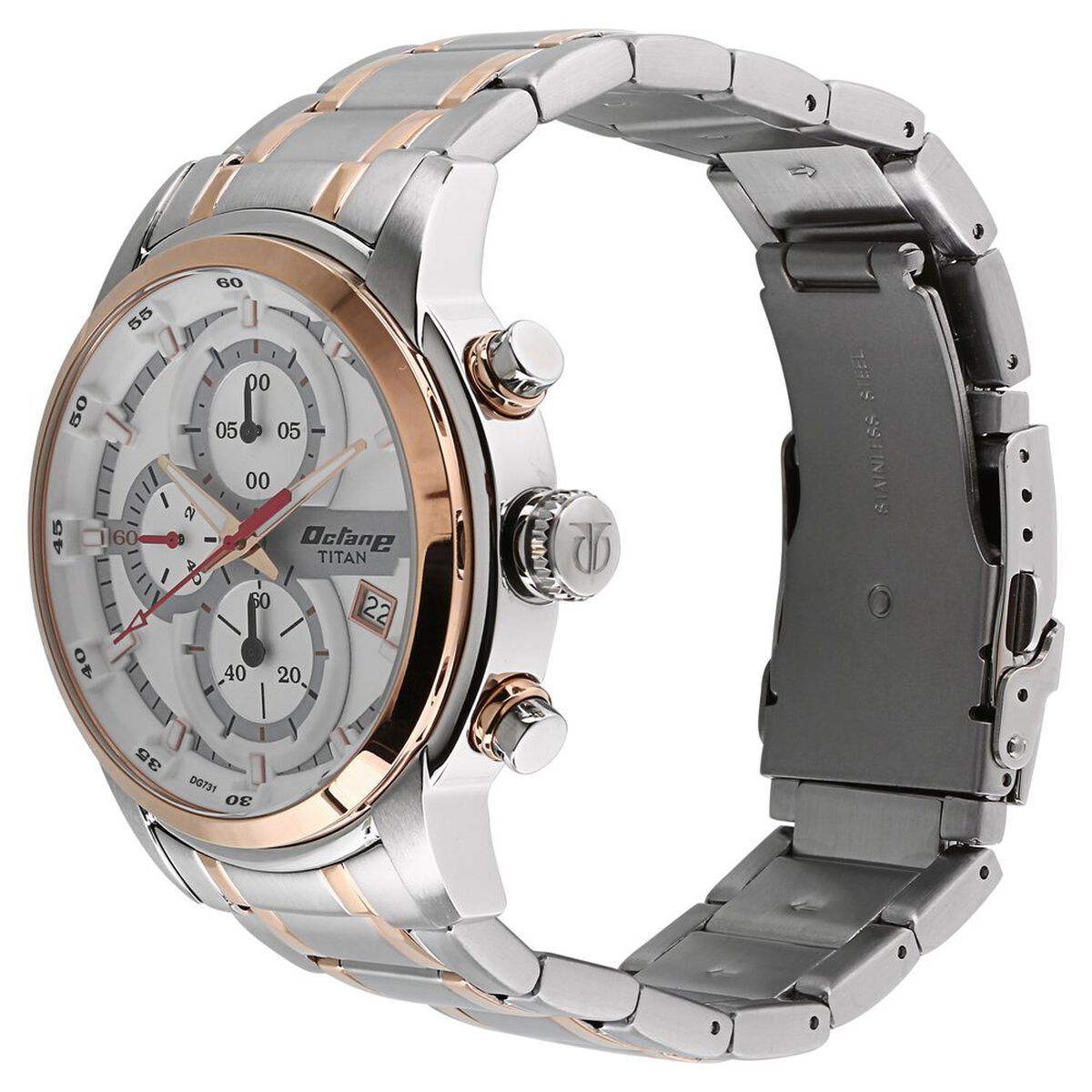 Titan Octane Quartz Chronograph White Dial Stainless Steel Strap Watch for Men 2