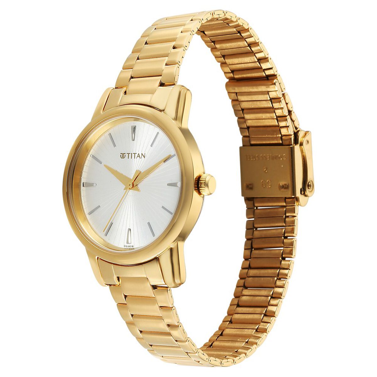 Titan Karishma Quartz Analog Silver Dial Golden Stainless Steel Strap Watch For Women 3
