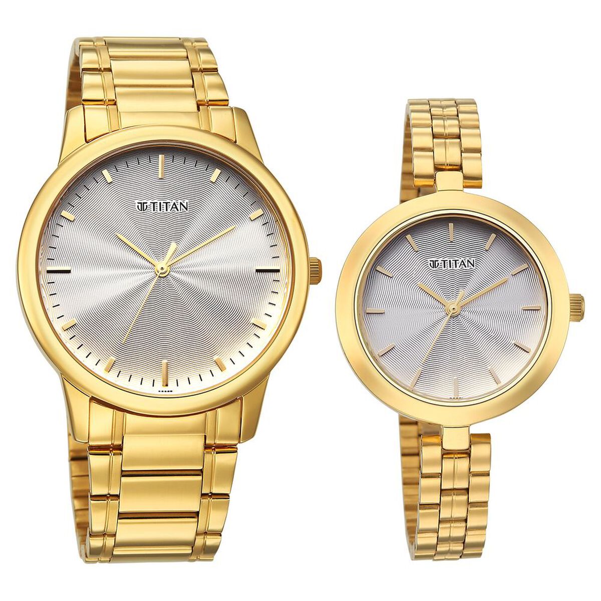 Titan Bandhan Eternal Pair Analog with Silver Dial Yellow Gold Stainless Steel Strap Watch for Couples 2