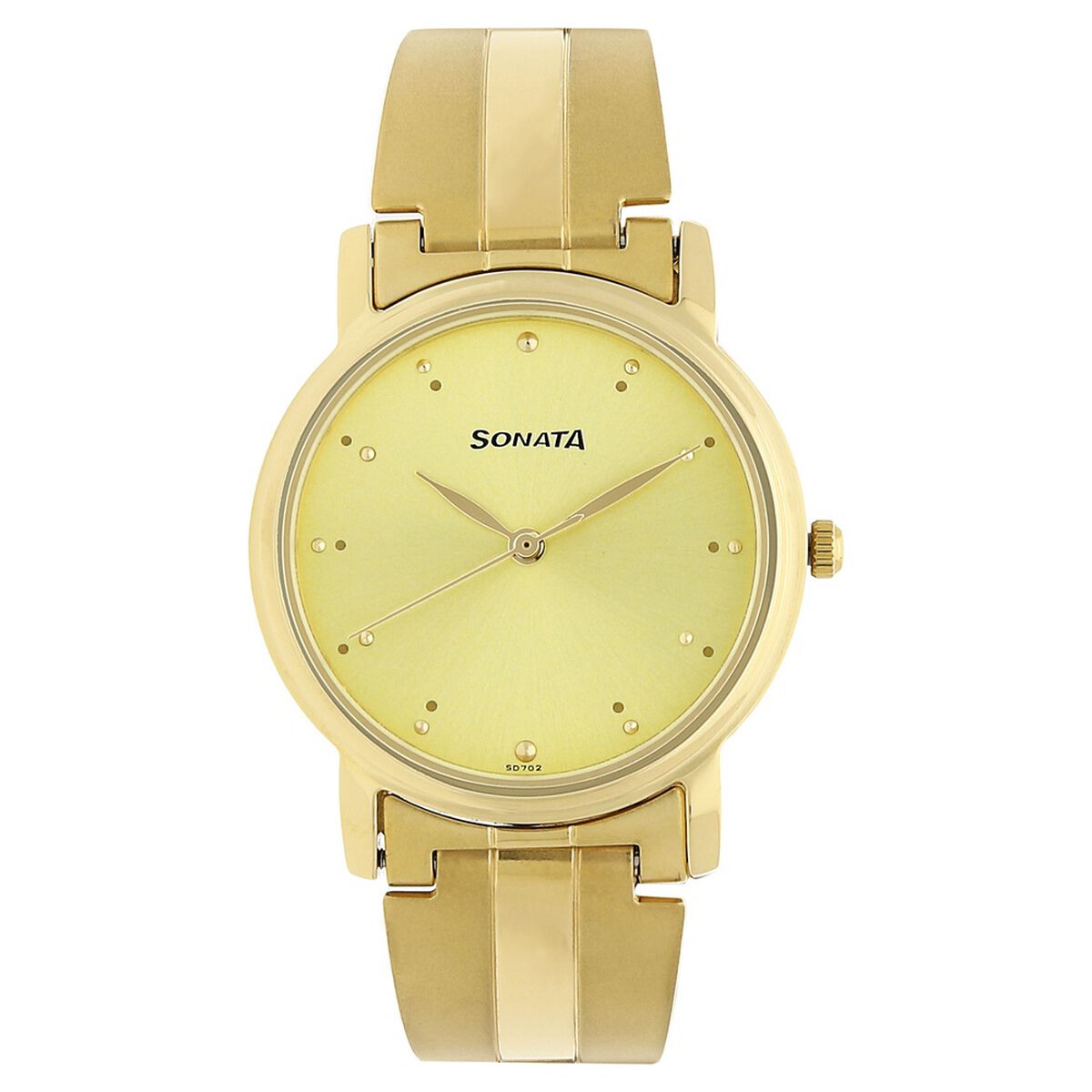 Sonata Quartz Analog Champagne Dial Stainless Steel Strap Watch for Men 1
