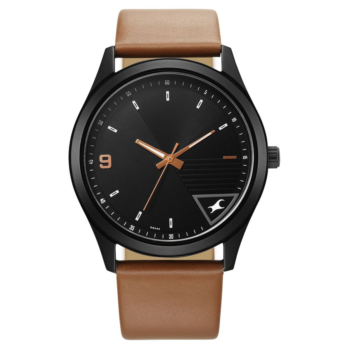 Fastrack Stunners Quartz Analog Black Dial Brown Leather Strap Watch For Guys 1