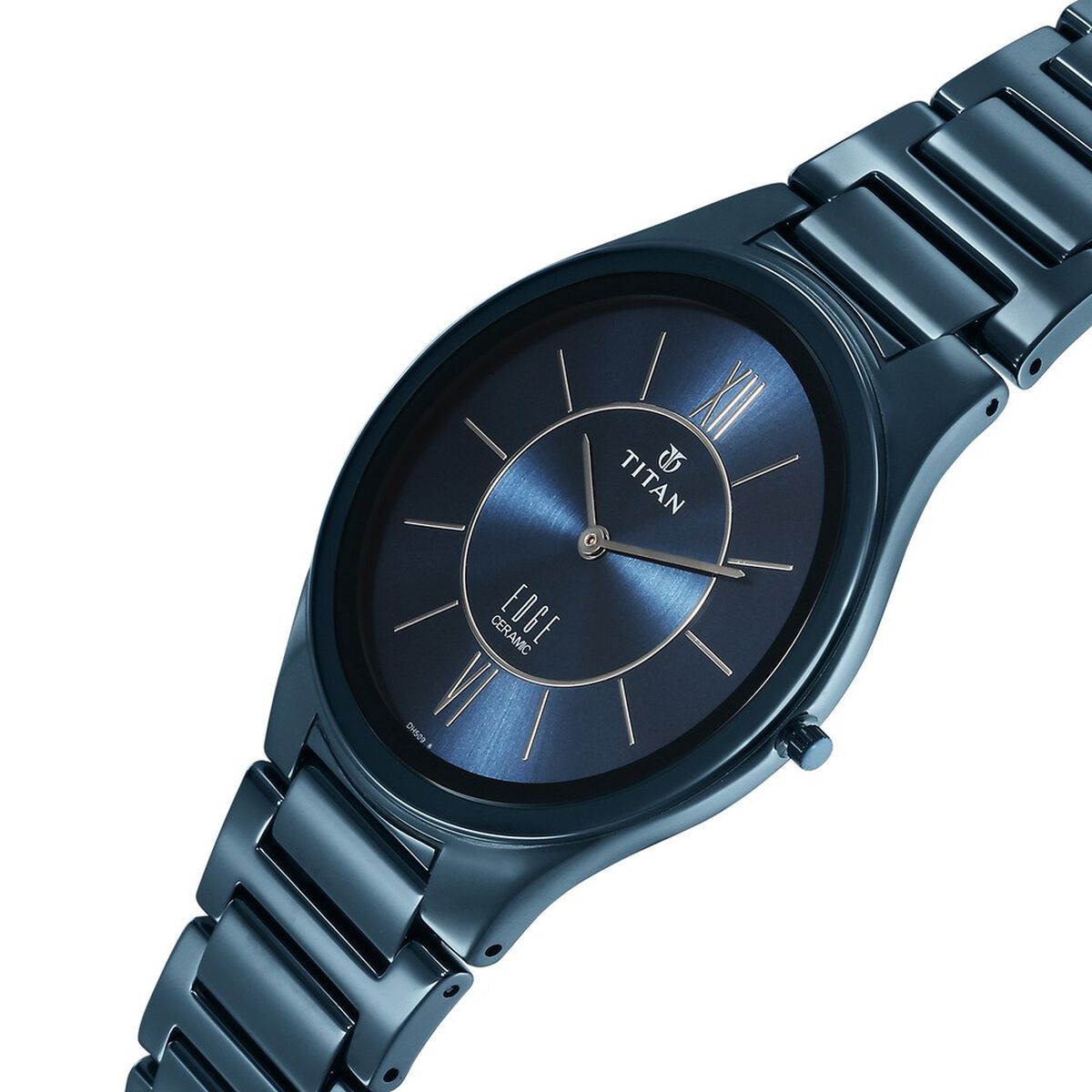 Titan Edge Ceramic Quartz in Glossy Electric Blue Dial Watch for Men 2