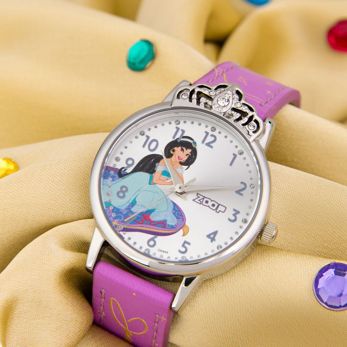 Zoop Disney Jasmine Analog Watch with Silver Dial & Purple Strap for Girls Kids, from House of Titan 1