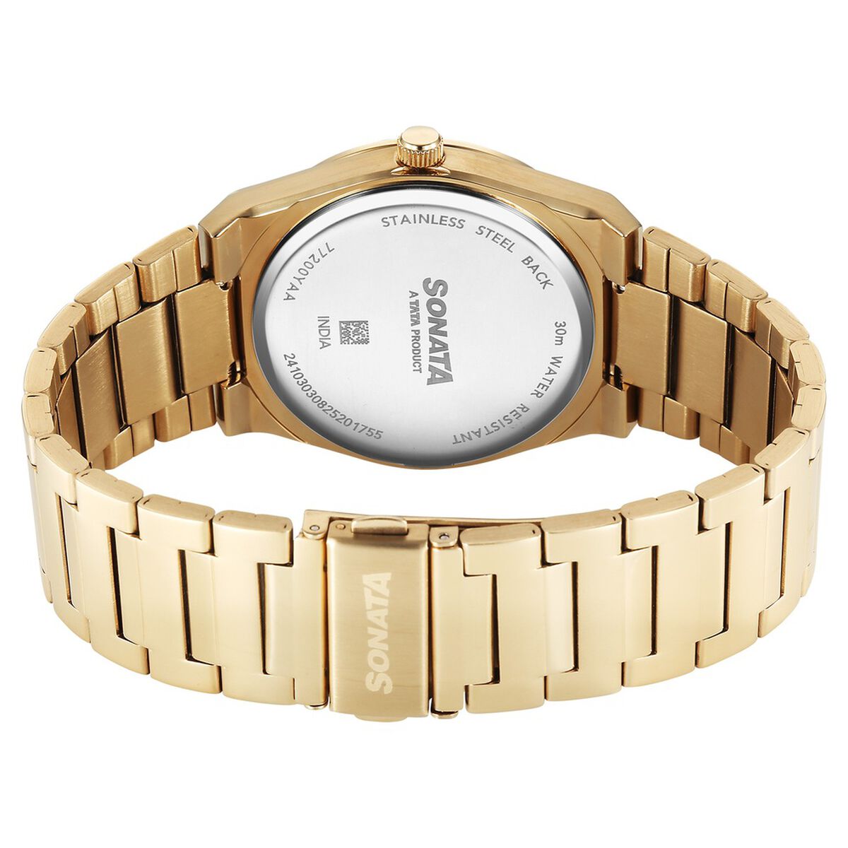 Sonata Festive Quartz Analog Golden Dial Metal Strap Watch For Men 5