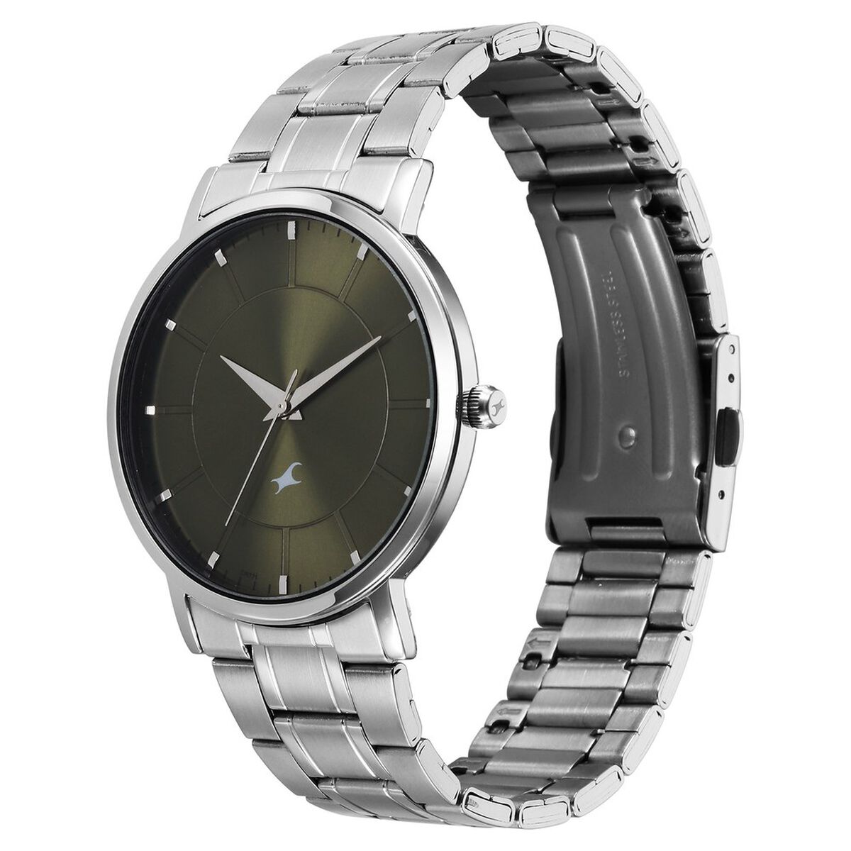 Fastrack Stunners X Quartz Analog Green Dial Stainless Steel Strap Watch For Guys 3