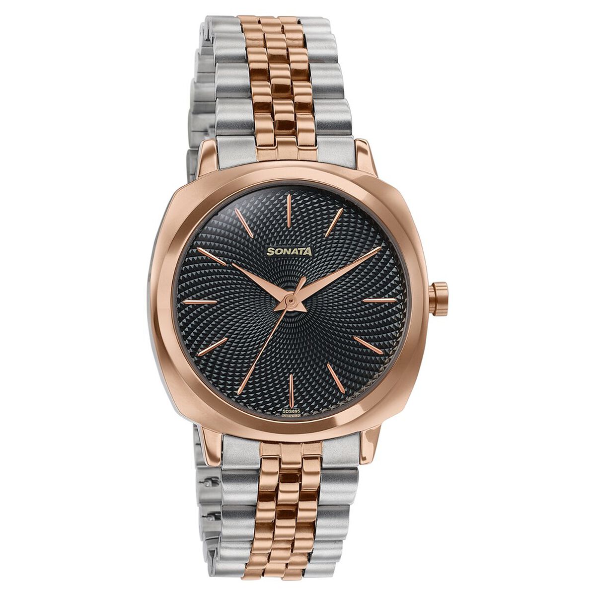 Sonata Vector Black Dial Two-Tone Bracelet Watch for Men 3