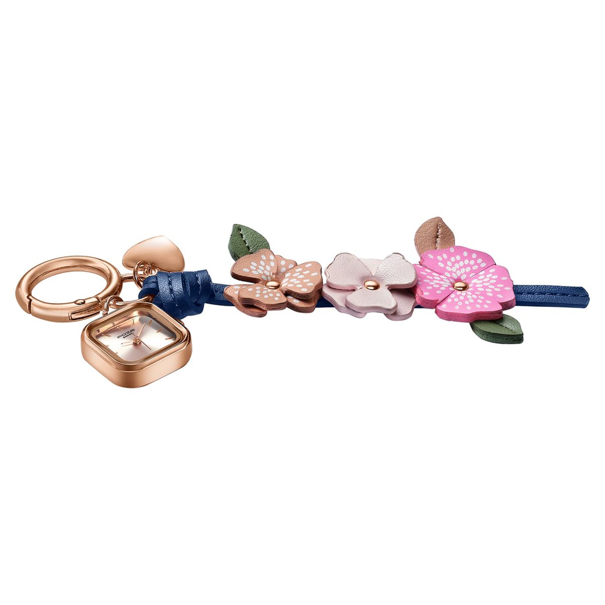 Key Chain Watch By Sonata Quartz Analog Rose Gold Dial Pink Leather Key Chain Strap Watch For Women 3