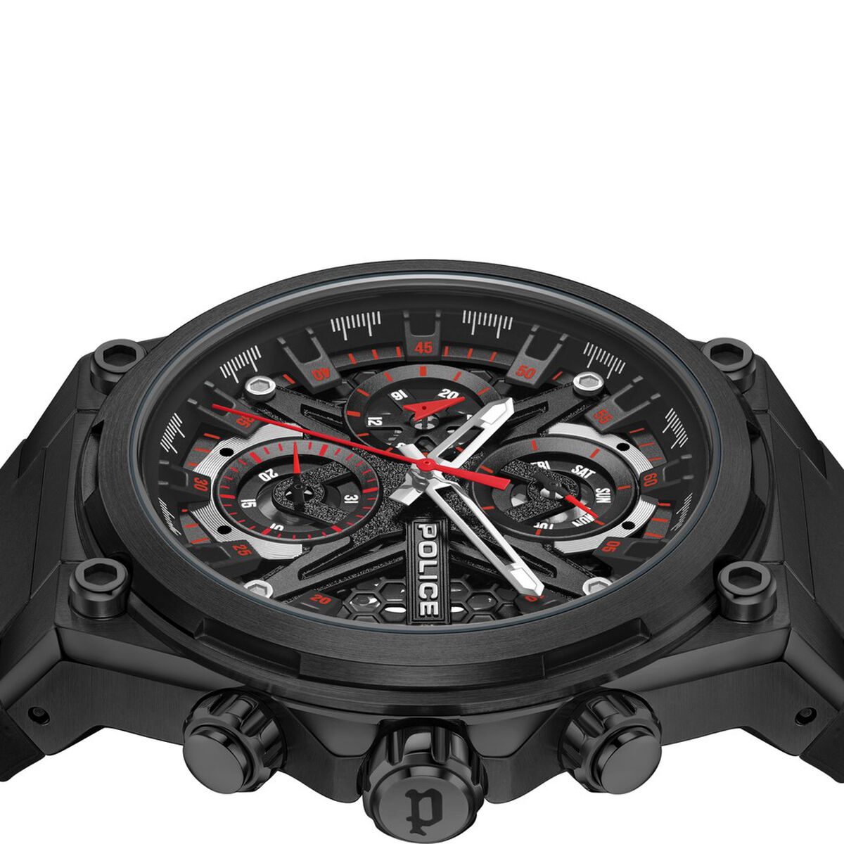 Police Multifunction Black Dial Silicone Strap Watch For Men 4