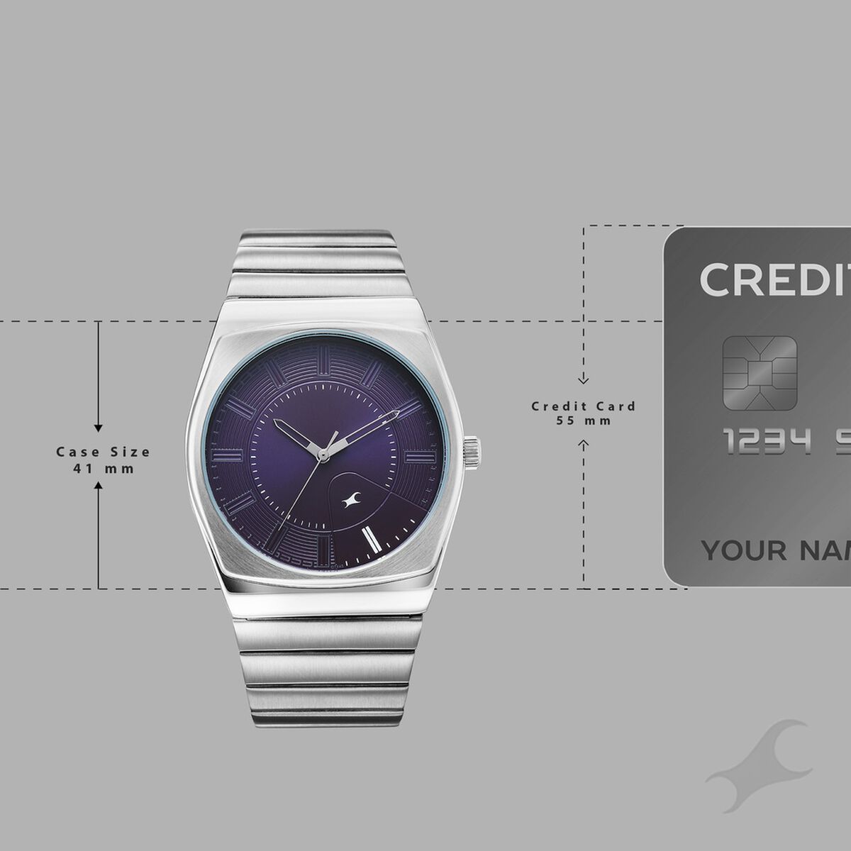 Fastrack Stunners Quartz Analog Purple Dial Silver Stainless Steel Strap Watch For Guys 4