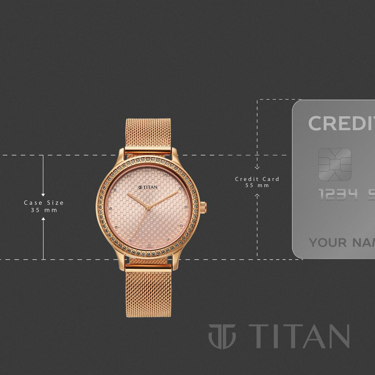 Titan Purple Superheads Quartz Analog Rose Gold Dial Rose Gold Stainless Steel Strap Watch For Women 4