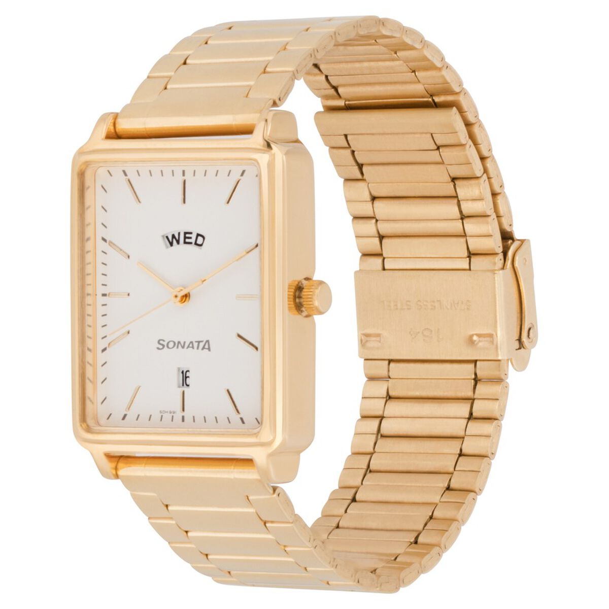 Sonata Quartz Analog with Day and Date White Dial Stainless Steel Strap Watch for Men 3