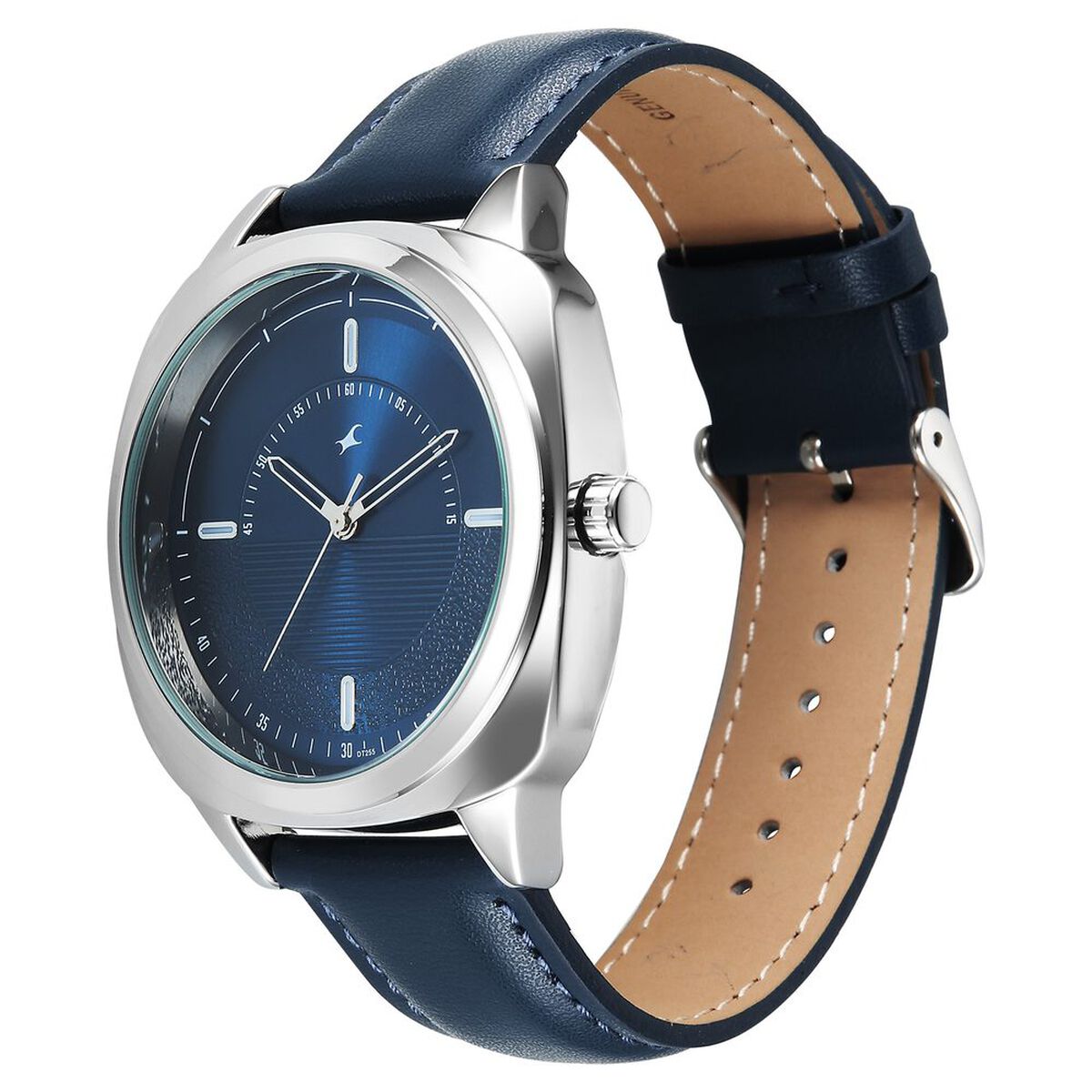 Fastrack Stunners Quartz Analog Blue Dial Grey Leather Strap Watch For Guys 3