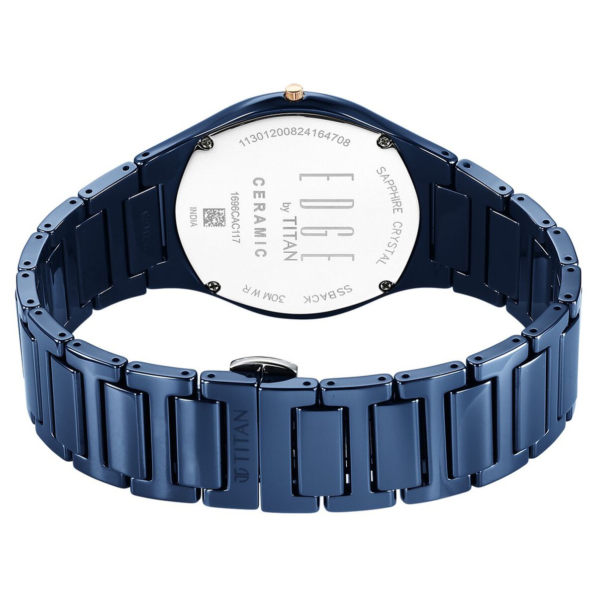 Titan Edge Bicolour Quartz Analog Blue Dial Blue Ceramic Strap Watch For Men 5