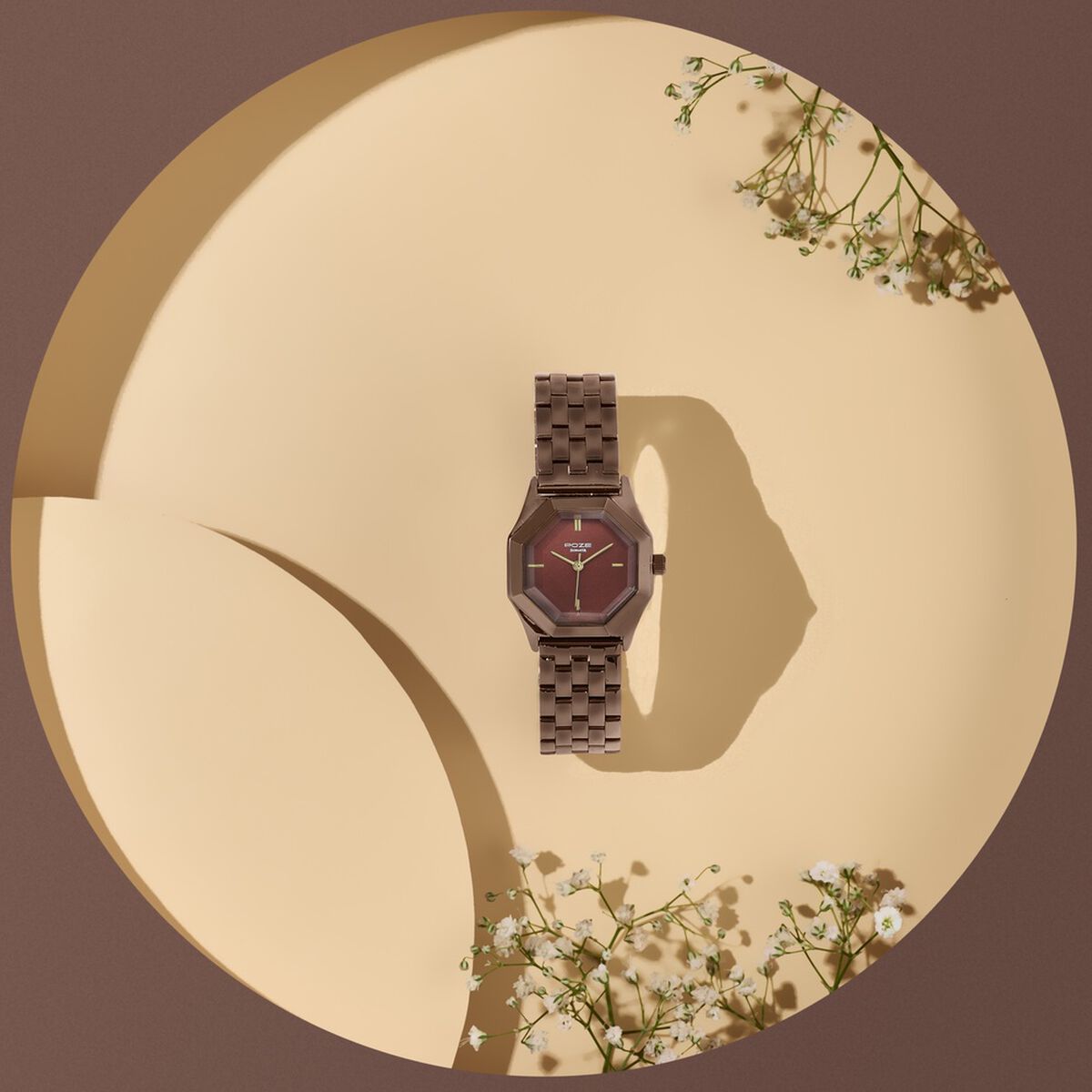 Poze By Sonata Quartz Analog Brown Dial Brown Metal Strap Watch For Women 1
