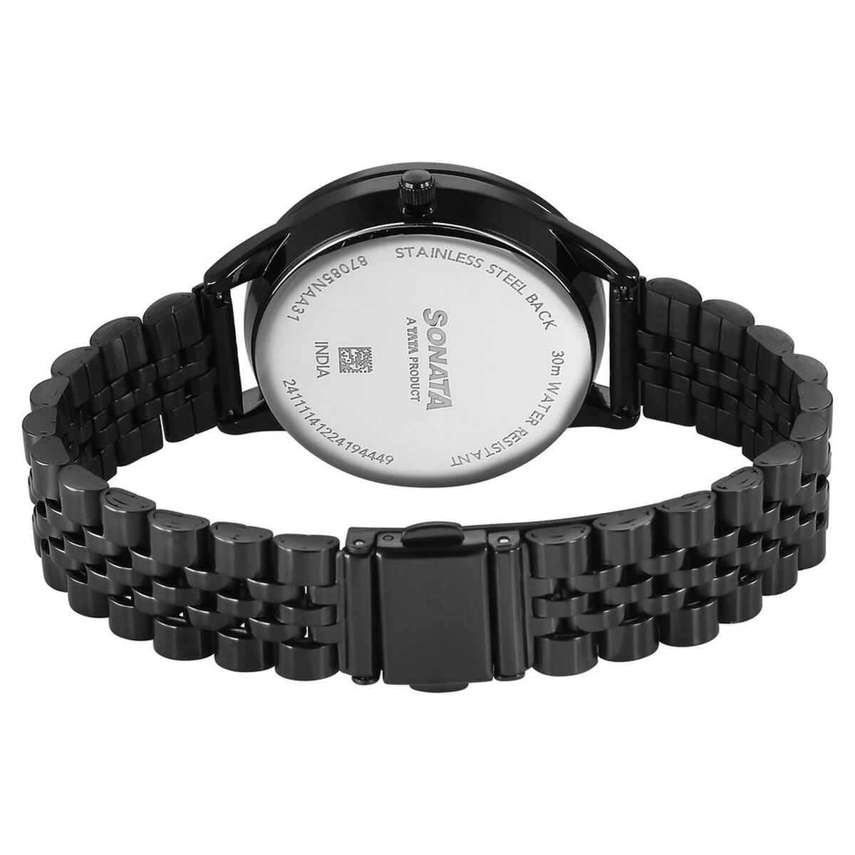 Sonata Eternia Quartz Multifunction Black Dial Metal Strap Watch For Women 5