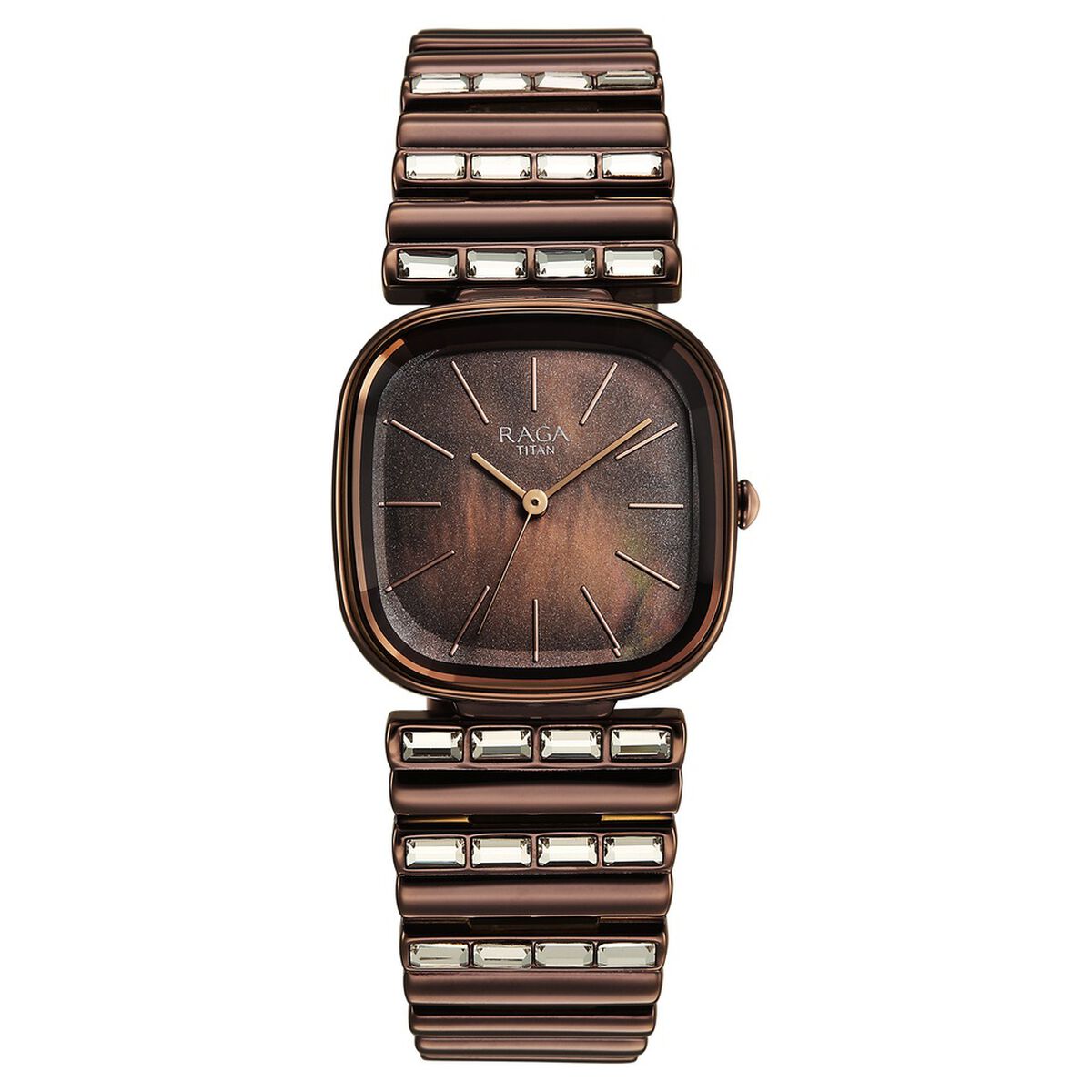 Titan Raga Glimmers Quartz Analog Brown Mother Of Pearl Dial Brown Metal Strap Watch For Women 2