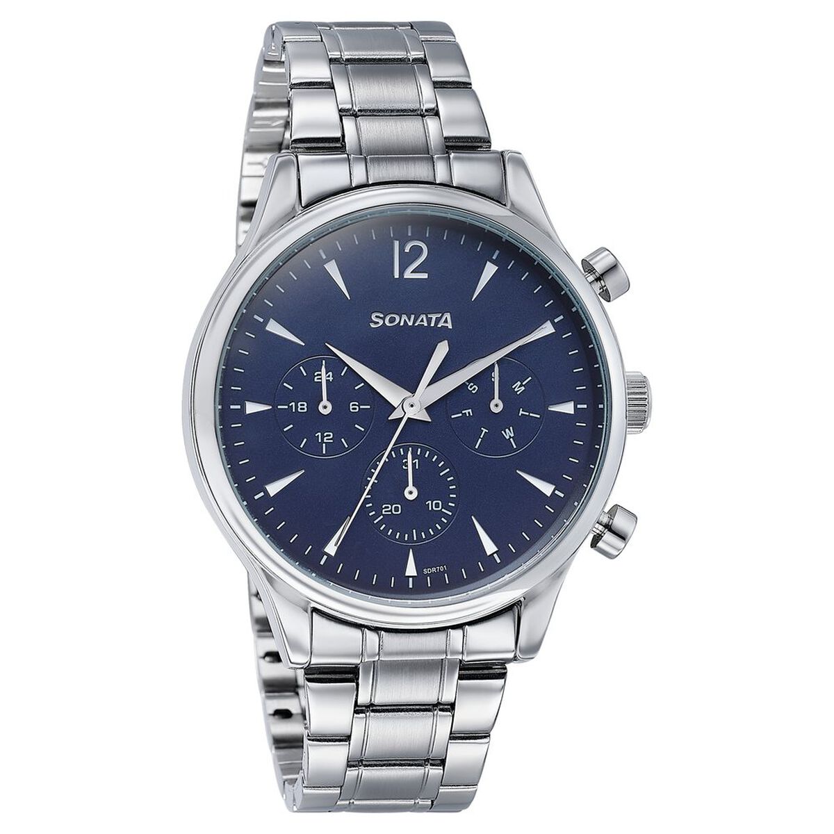 Sonata Wedding Edit Quartz Multifunction Blue Dial Stainless Steel Strap Watch For Men 3