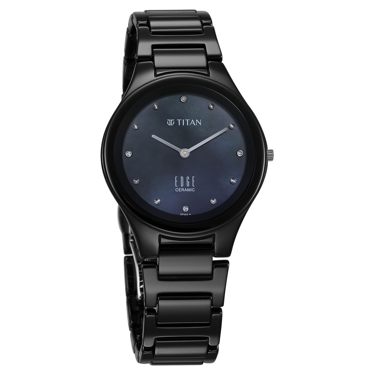 Titan Edge Ceramic Quartz in Glossy Black with Diamonds and Rich Mother of Pearl Dial Watch for Women 2