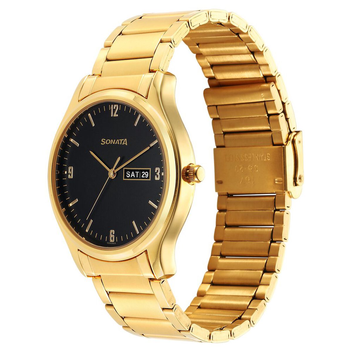 Sonata Quartz Analog with Day and Date Black Dial Watch for Men 2