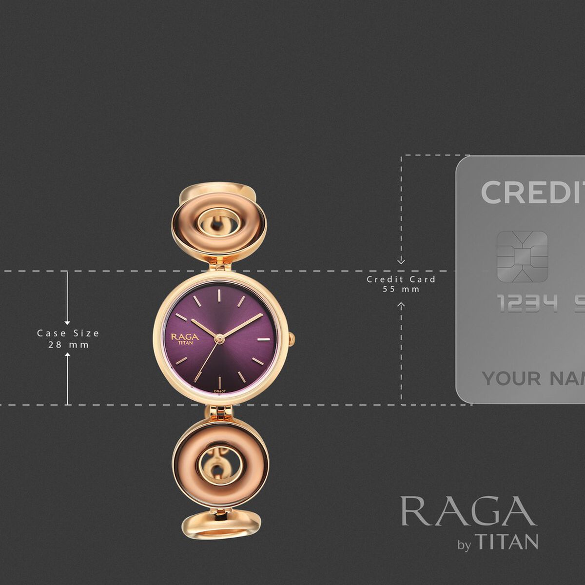 Titan Raga Afterglow Quartz Analog Purple Dial Rose Gold Metal Strap Watch For Women 4