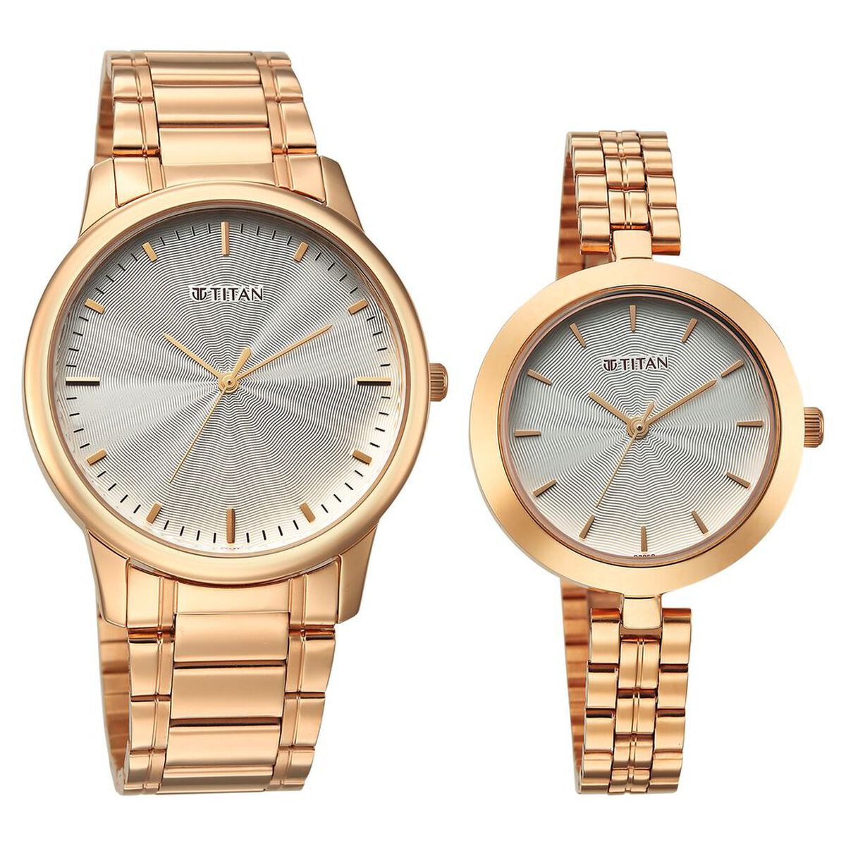 Titan Bandhan Eternal Pair Analog with Silver Dial Rose Gold Stainless Steel Strap Watch for Couples 2