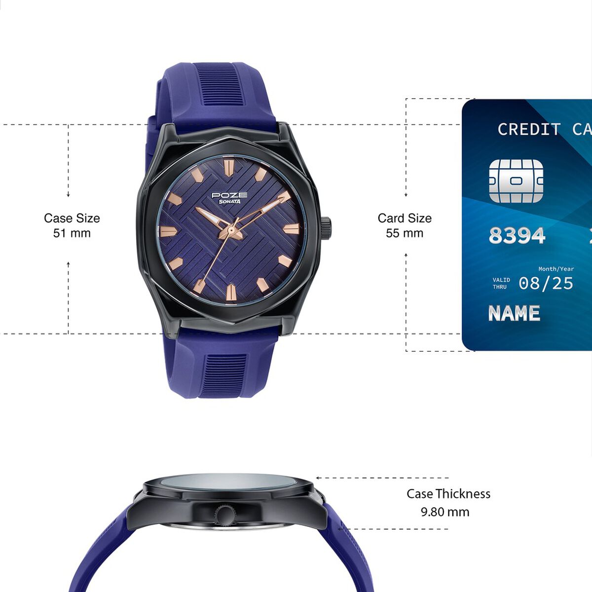 Poze By Sonata Quartz Analog Blue Dial Blue Silicone Strap Watch For Men 4