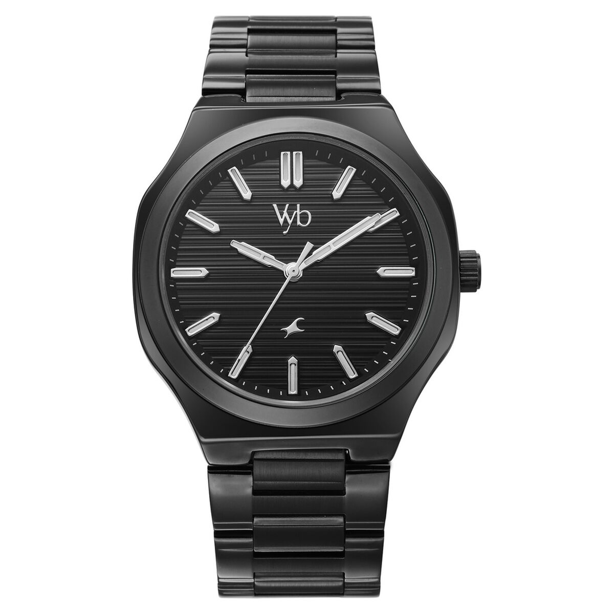 Vyb Horizon By Fastrack Quartz Analog Black Dial Black Stainless Steel Strap Watch For Guys 1