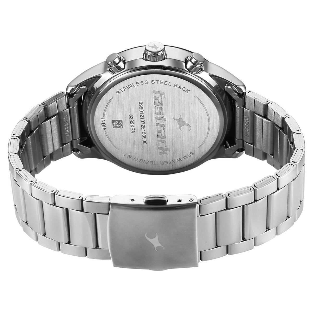 Fastrack Overdrive Quartz Chronograph Tachymeter White Dial Silver Stainless Steel Strap Watch For Guys 5