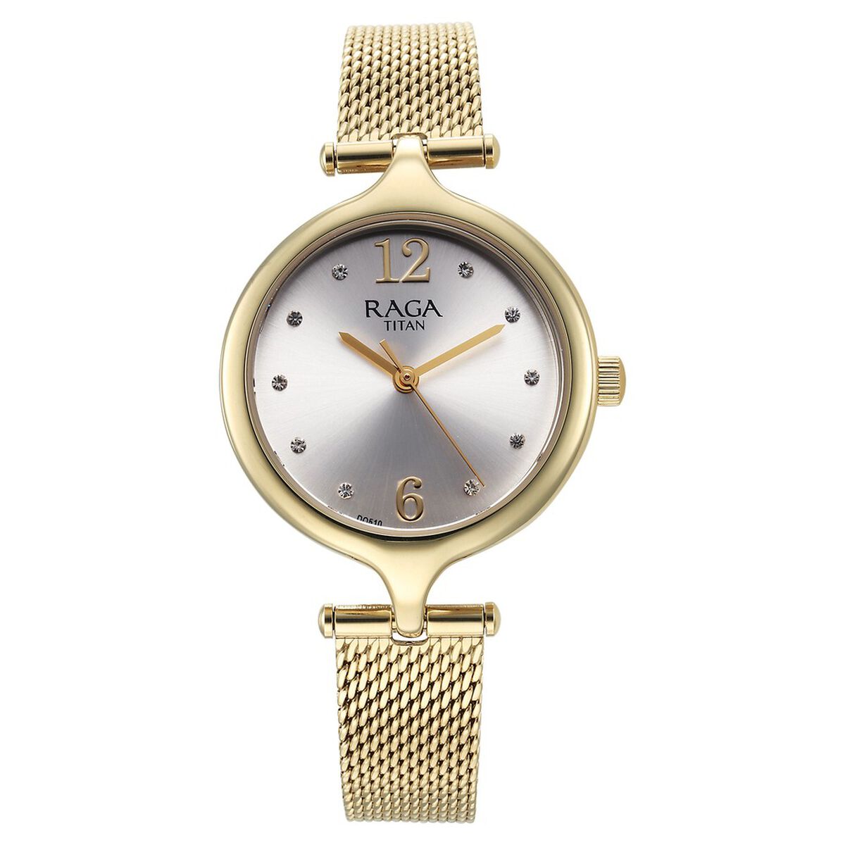Titan Raga Showstopper Quartz Analog Silver Dial Golden Metal Strap Watch For Women 1
