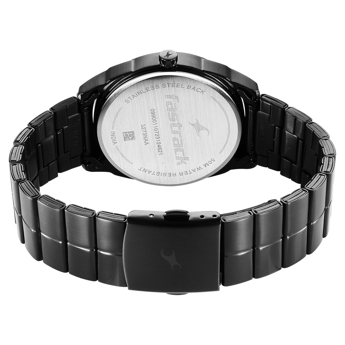 Fastrack Quartz Analog Black Dial Black Stainless Steel Strap Watch for Guys 5
