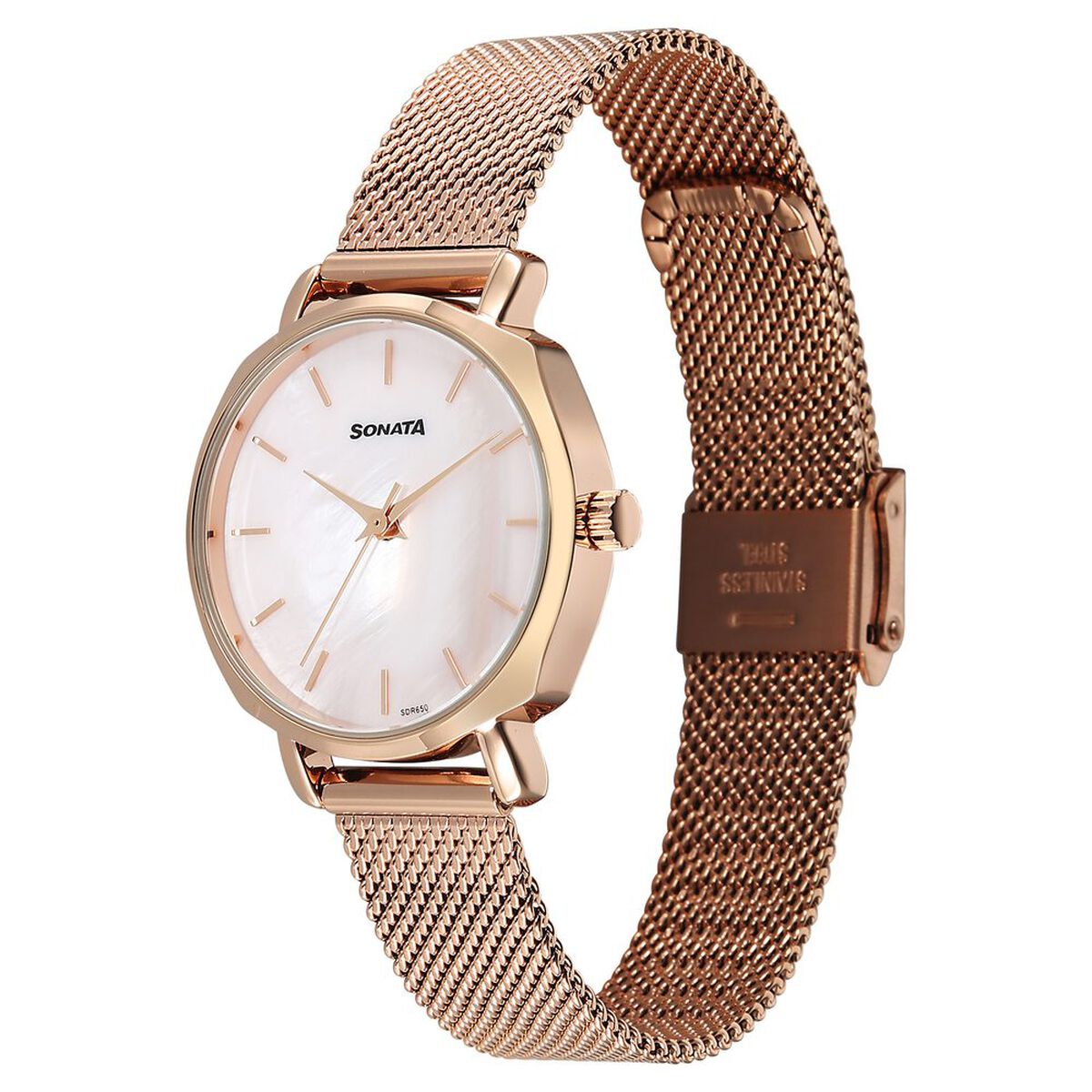 Sonata Eternia Quartz Analog Pink Dial Metal Strap Watch For Women 2
