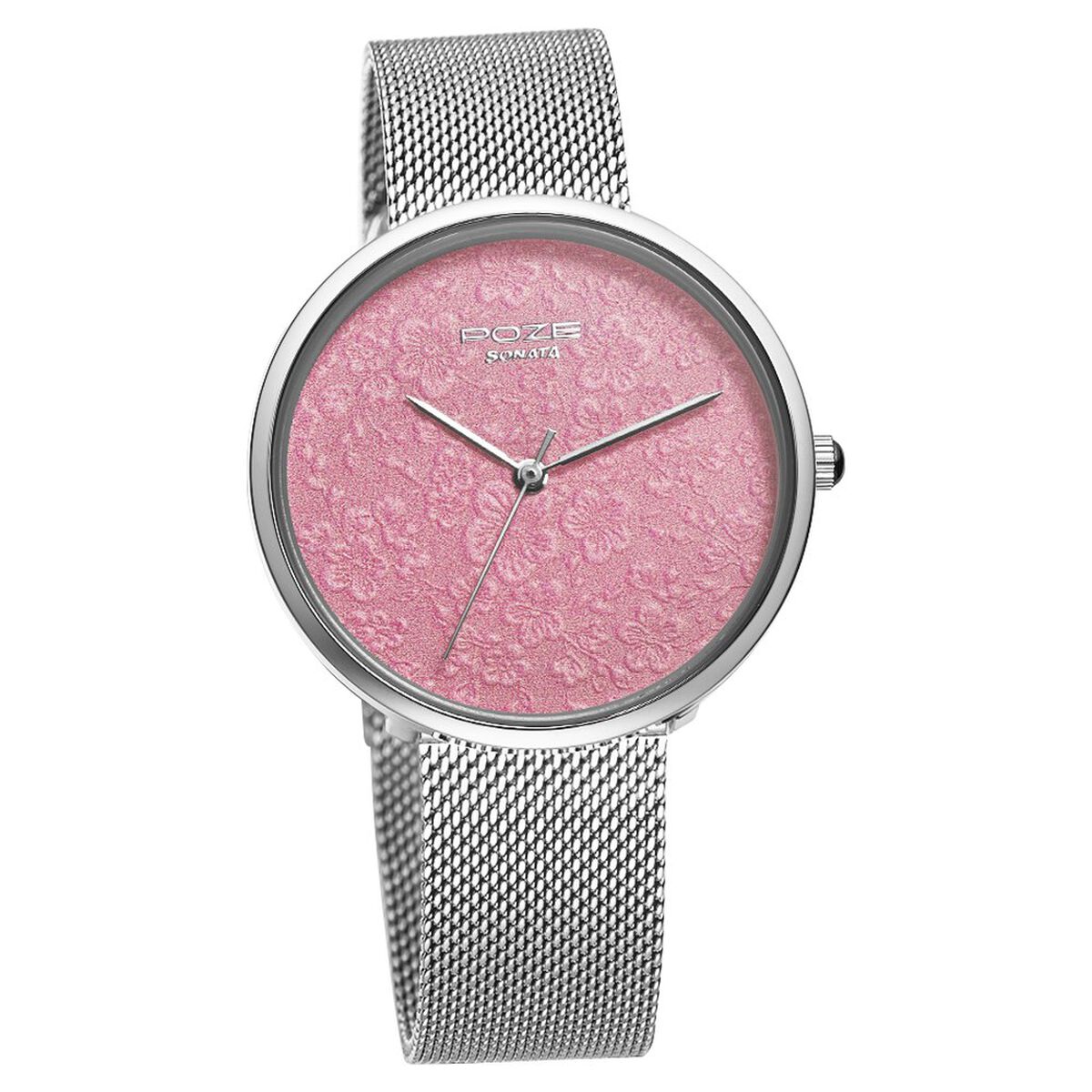 Poze by Sonata Quartz Analog Pink Dial Stainless Steel Strap Watch for Women 2