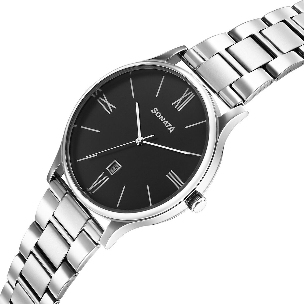 Sonata Aspire Quartz Analog with Date Black Dial Stainless Steel Strap Watch For Men 2