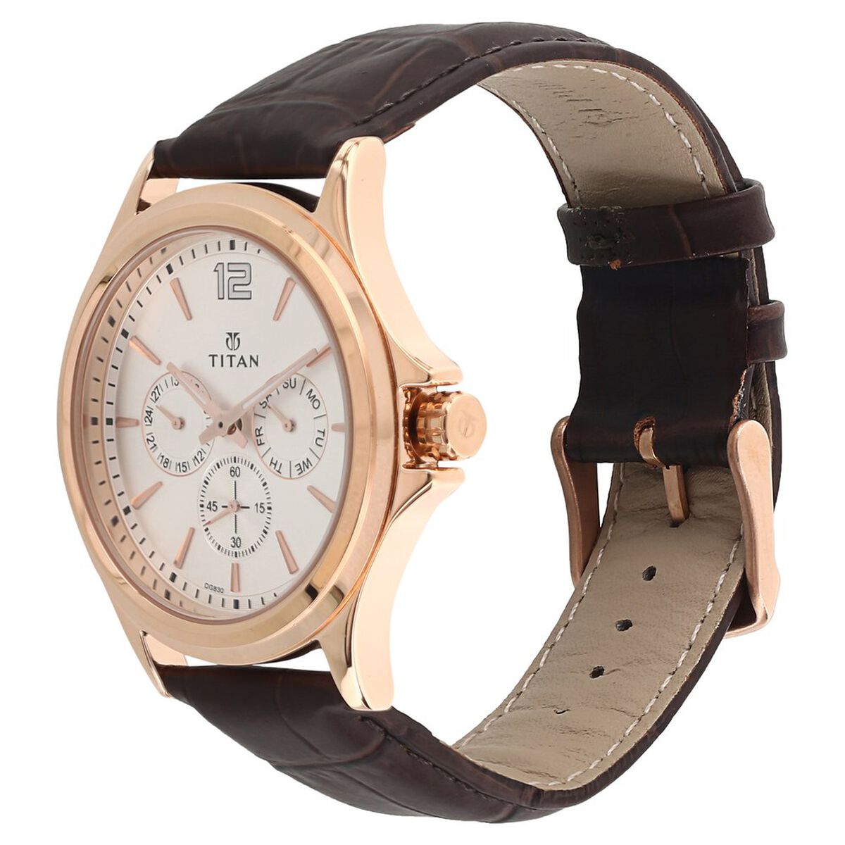 Titan Quartz Multifunction White Dial Leather Strap Watch for Men 2