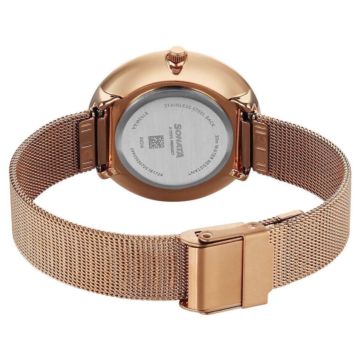 Sonata Modern Edit Quartz Analog Rose Gold Mother Of Pearl Dial Stainless Steel Strap Watch For Women 5
