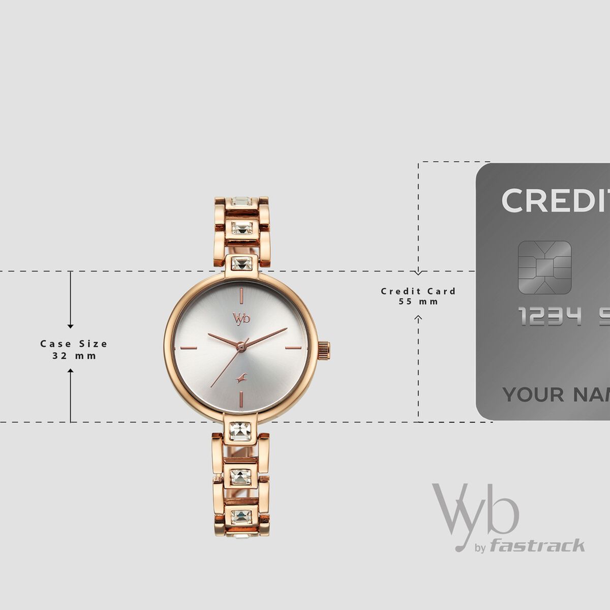 Vyb Manifester By Fastrack Quartz Analog Silver Dial Rose Gold Metal Strap Watch For Girls 4