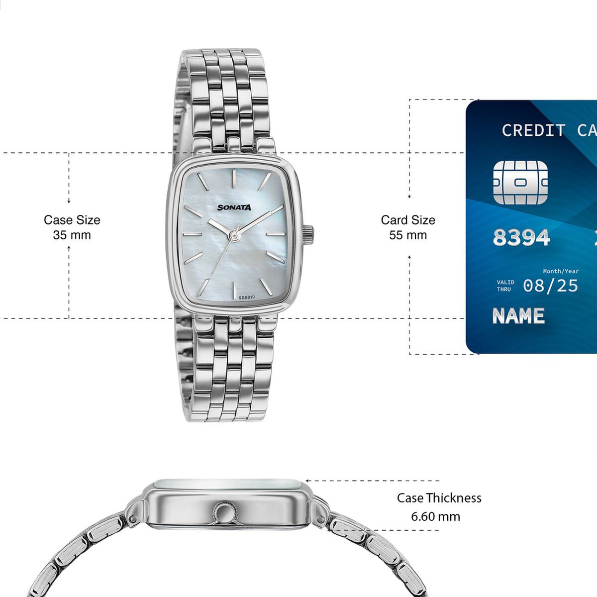 Sonata Festive Quartz Analog Mother Of Pearl Dial Silver Metal Strap Watch For Women 4