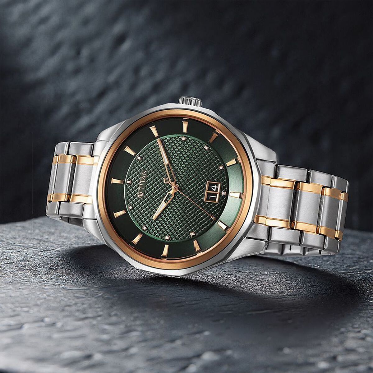 Titan Regalia Opulent Quartz Analog with Date Green Dial With Two Toned Stainless Steel Strap Watch For Men 1