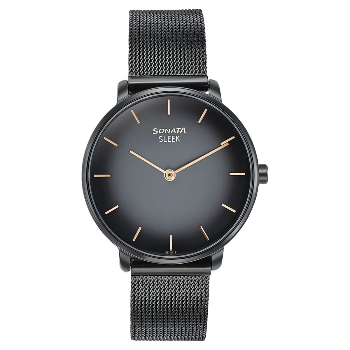 Sonata Sleek Quartz Analog Black Dial Black Stainless Steel Strap Watch for Women 1