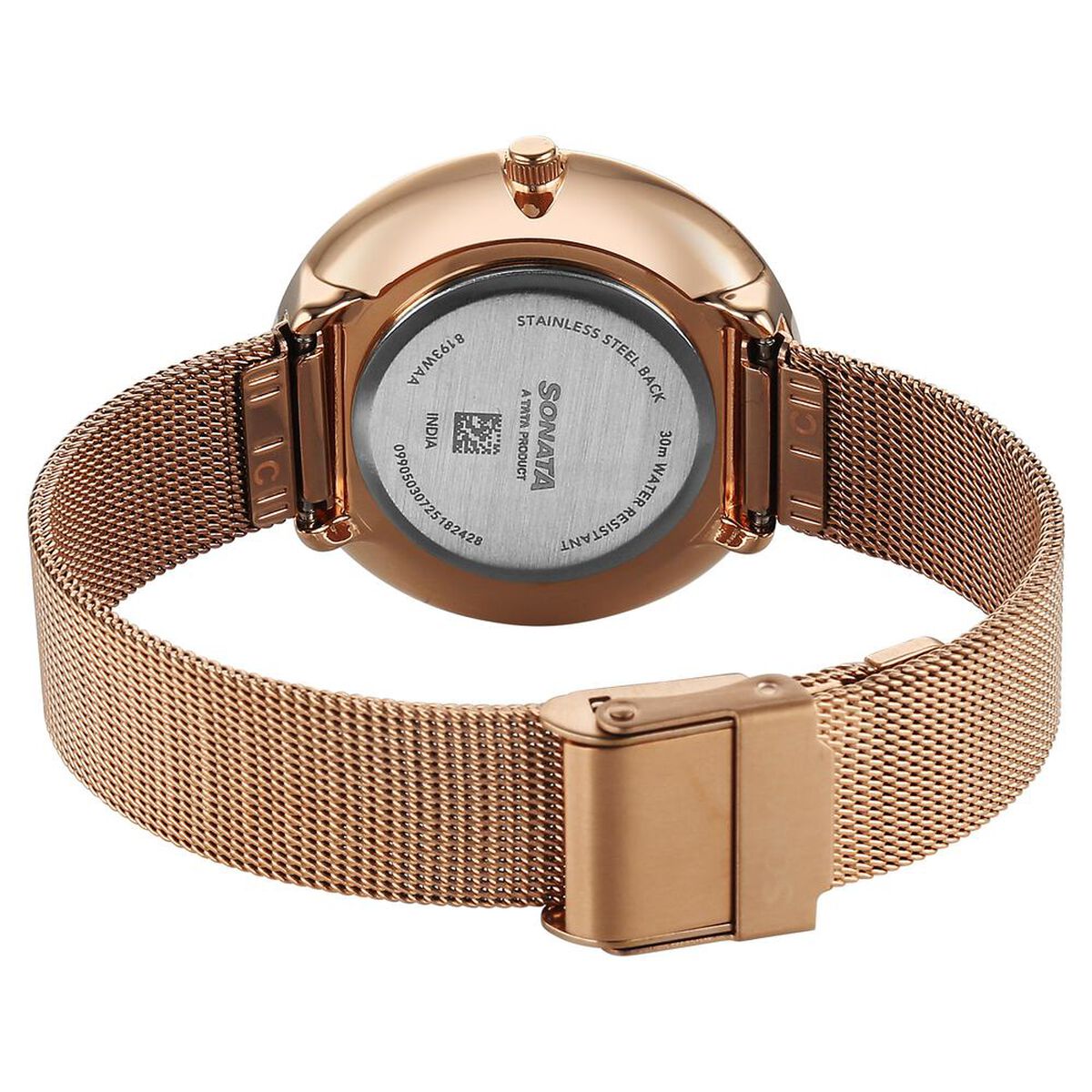 Sonata Modern Edit Quartz Analog Pink Mother of Pearl Dial Stainless Steel Strap Watch For Women 5